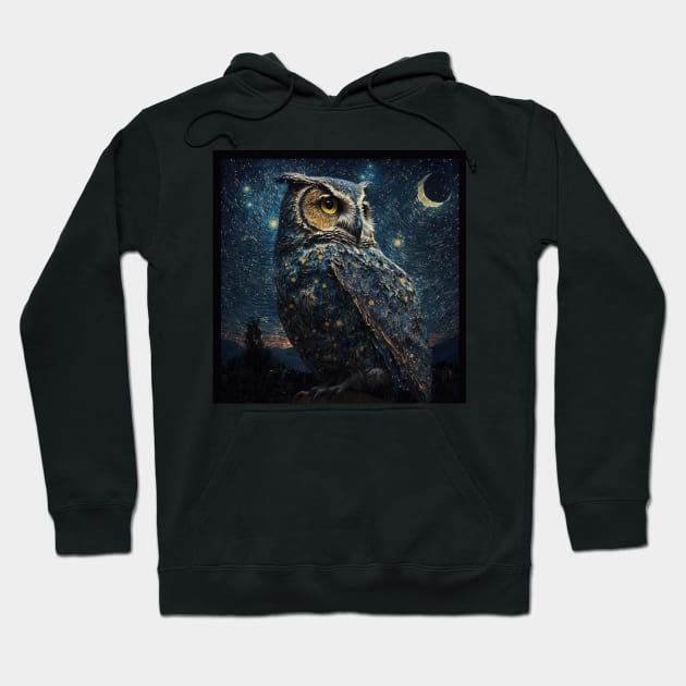 Owl during a starry starry night - Awesome Owl #6 Hoodie by yewjin